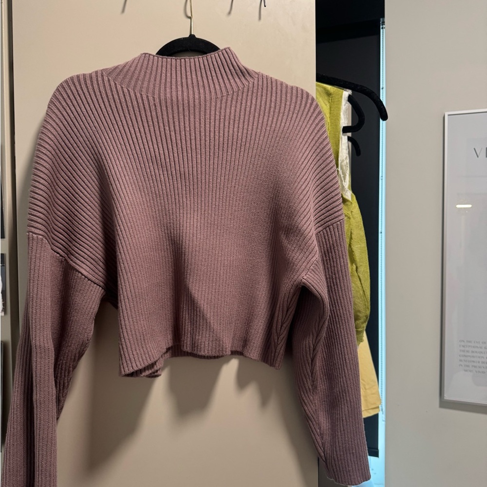 Zara Mauve Ribbed Turtleneck Sweater